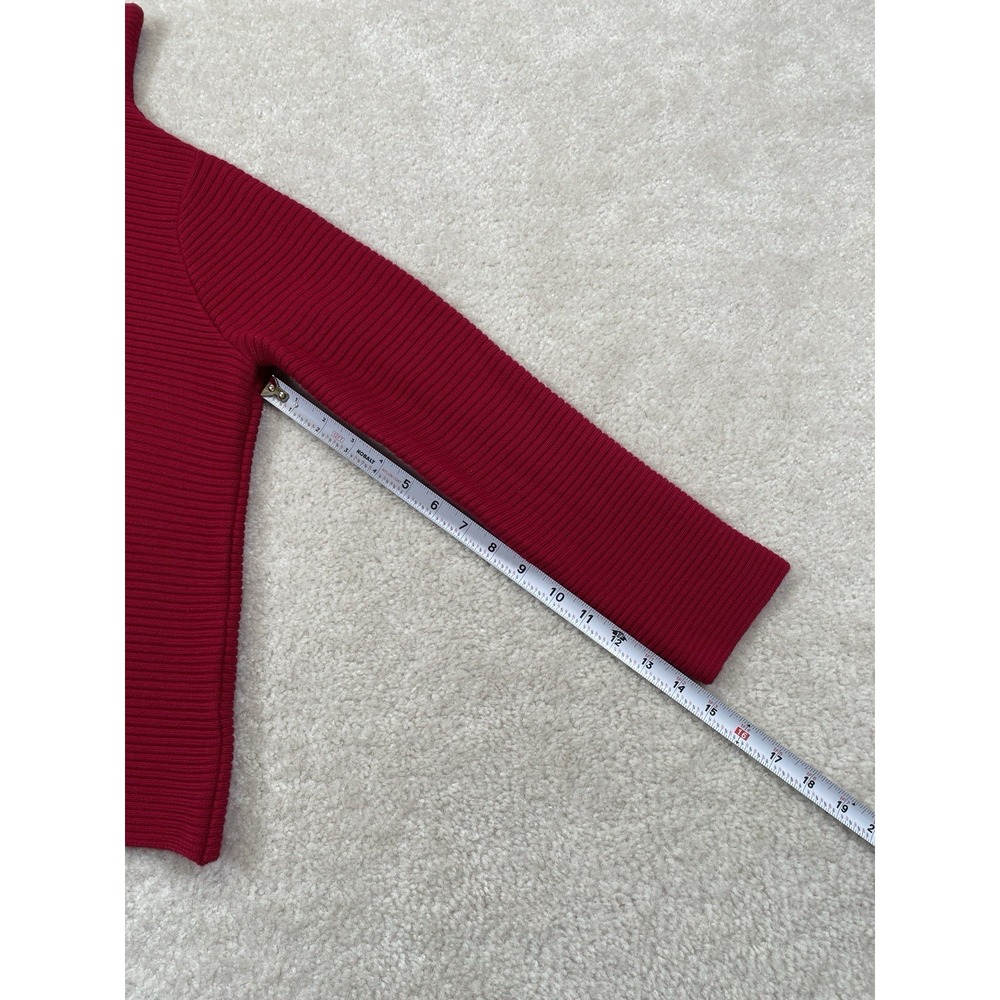 Eileen Fisher Merino Wool Funnel Neck Sweater Womens PP Petite (2P-4P)Red Ribbed - Picture 4 of 9